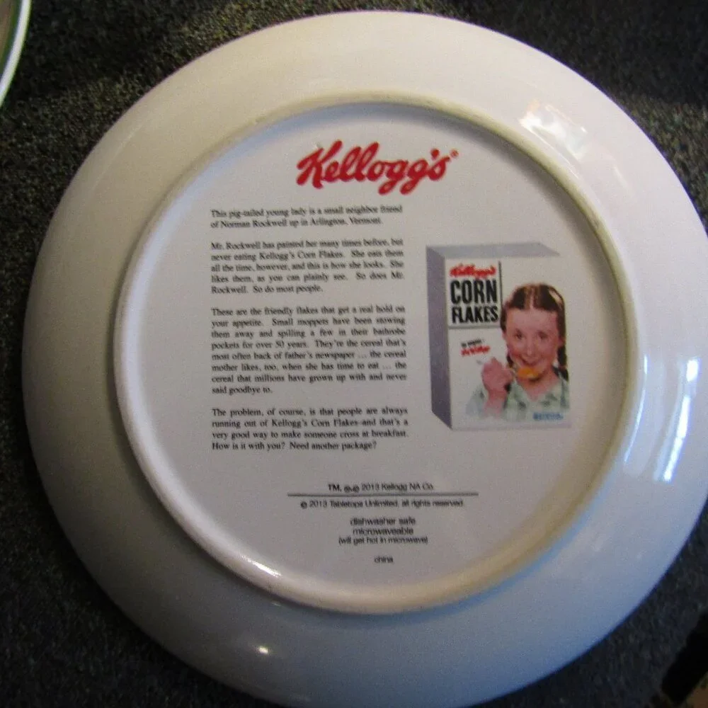 Brand New 2013 NORMAN ROCKWELL KELLOGG’S CORN FLAKES 4 COLLECTOR PLATES in Box